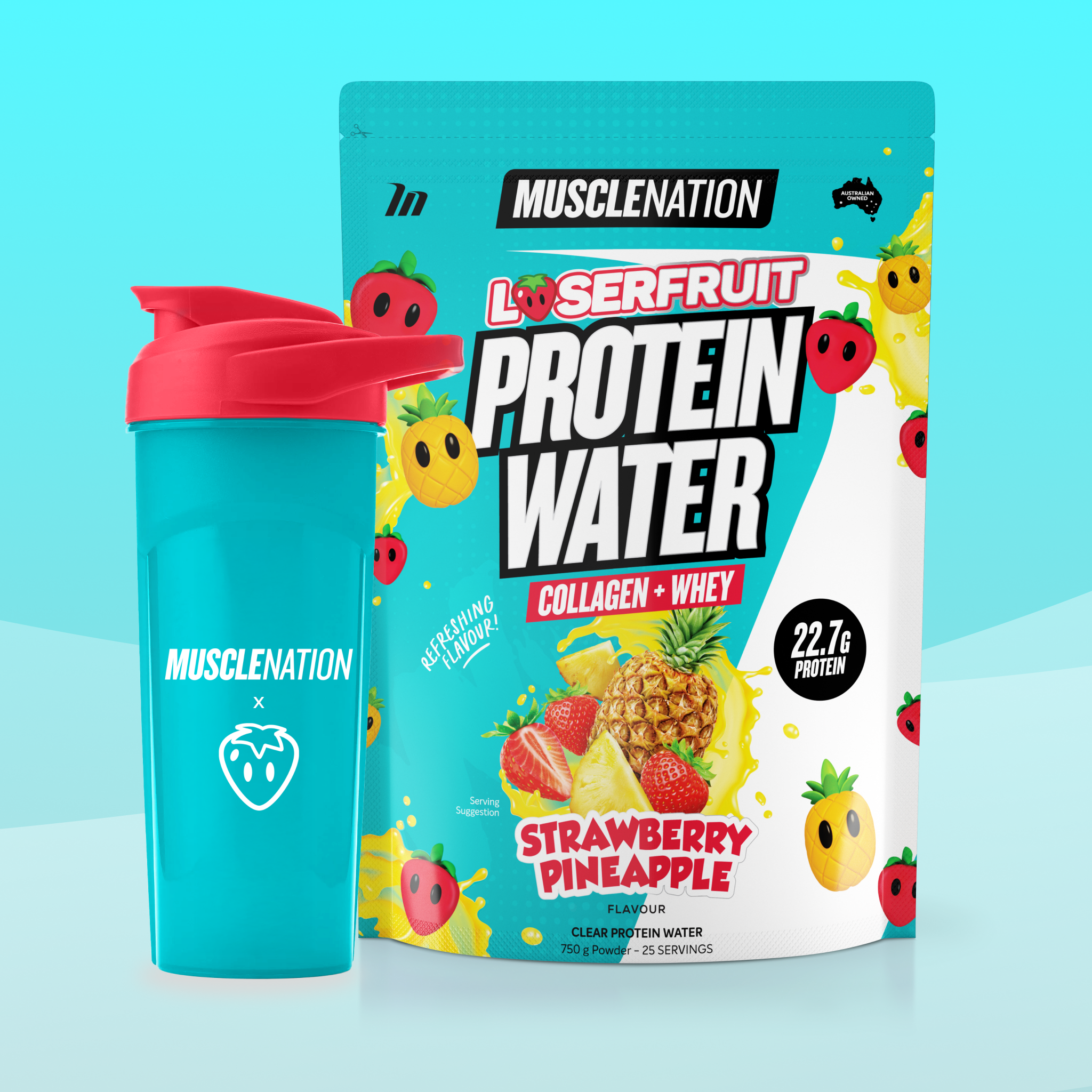 LOSERFRUIT PROTEIN WATER - Strawberry Pineapple - 25 serves 750g-Protein Waters-MNSUPPS0375-9359054002388-1-Muscle Nation