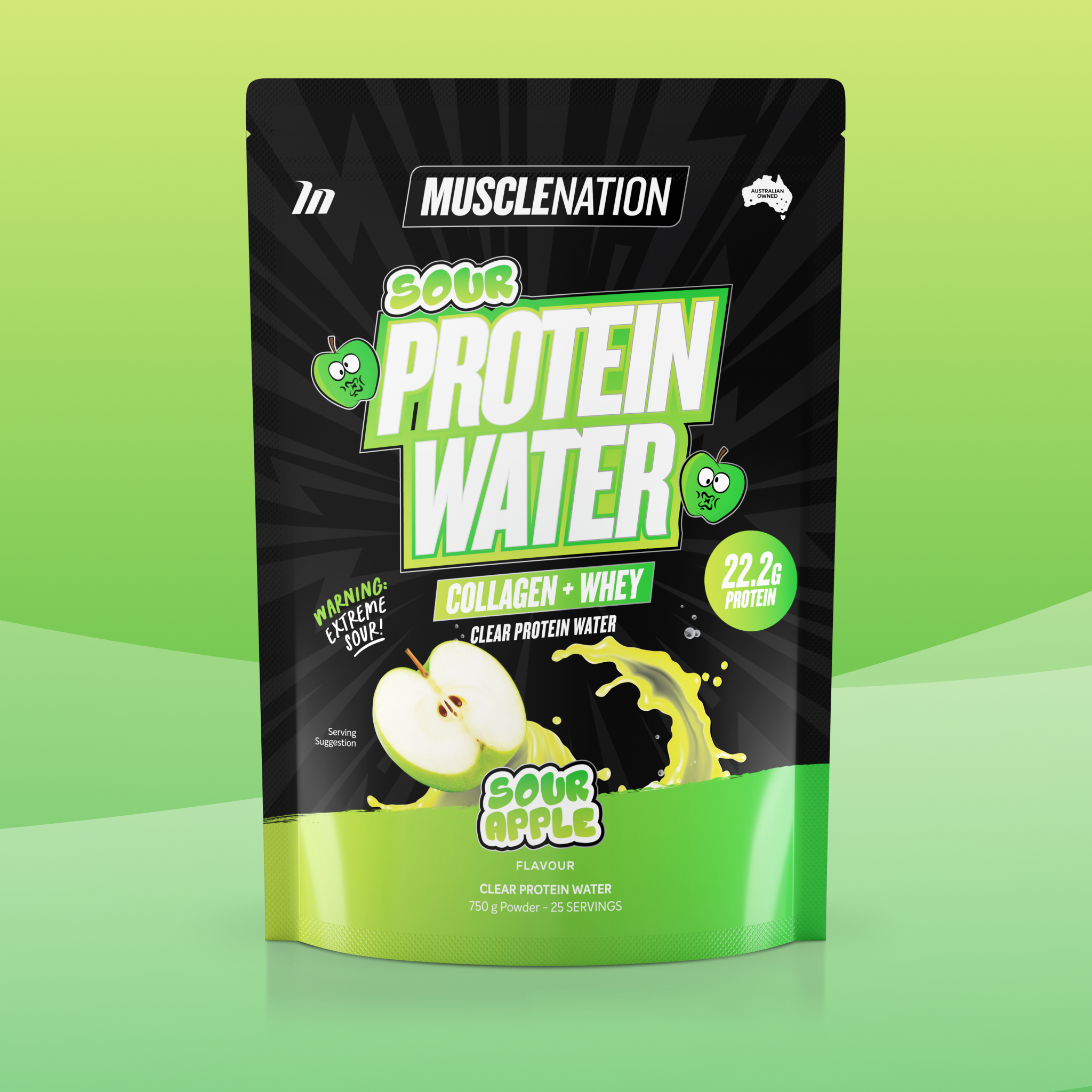 PROTEIN WATER - Sour Apple - 25 serves-Protein Waters-MNSUPPS0381-9359054002807-1-Muscle Nation