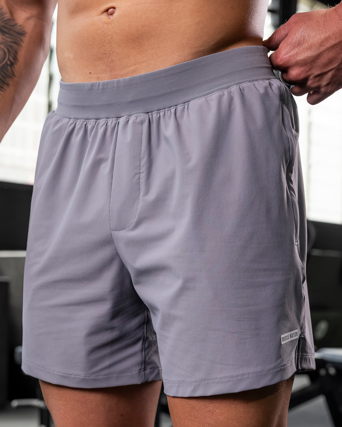 On Repeat Training 5" Shorts Cement - Muscle Nation men's gym shorts