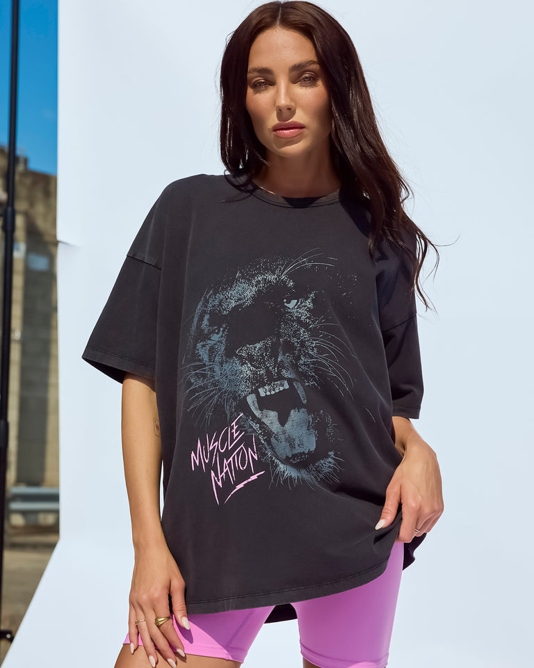 Panther Oversized Vintage Tee - Washed Black-T-Shirts-XXS-112576WSHBLK-XXS-MNAPPRL46380-1-Muscle Nation