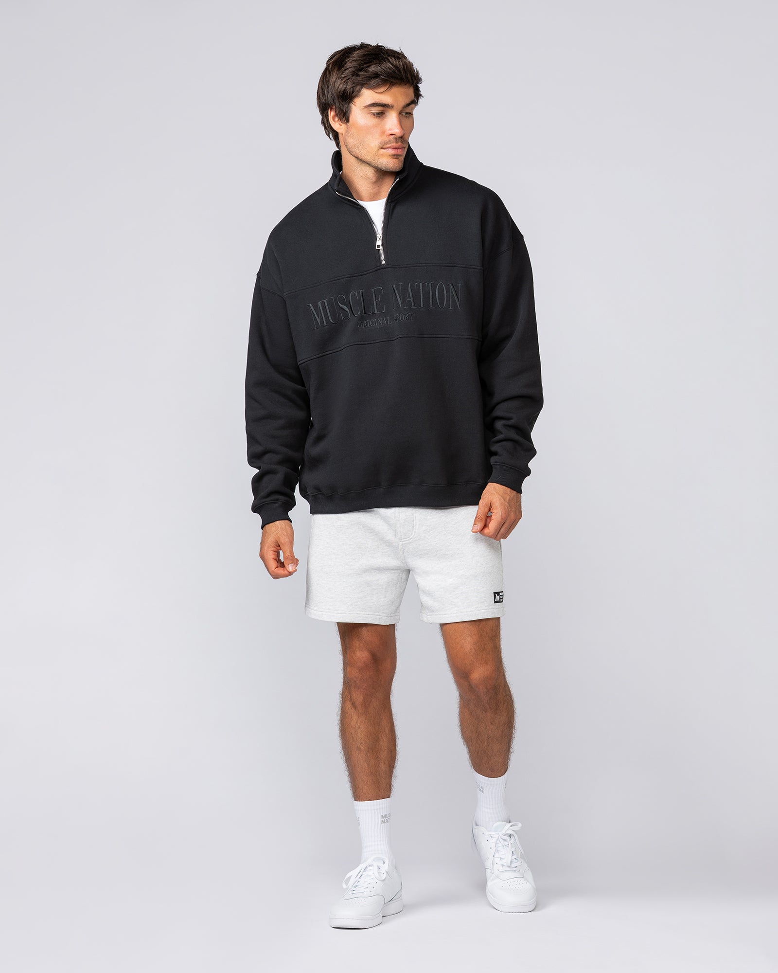 Prep Quarter Zip Through - Black-Jumpers & Hoodies-XS-042512BLK-XS-MNAPPRL41785-6-Muscle Nation