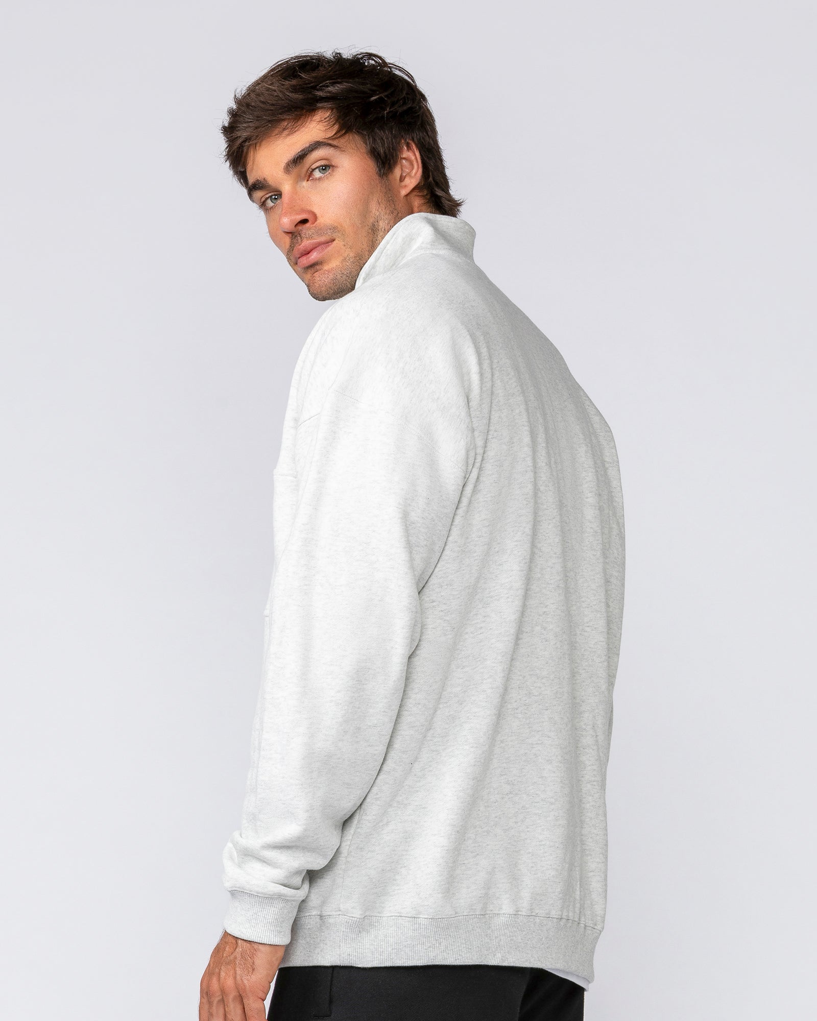 Prep Quarter Zip Through - Snow Grey Marl-Jumpers & Hoodies-XS-042512SNGRYMR-XS-MNAPPRL41793-3-Muscle Nation