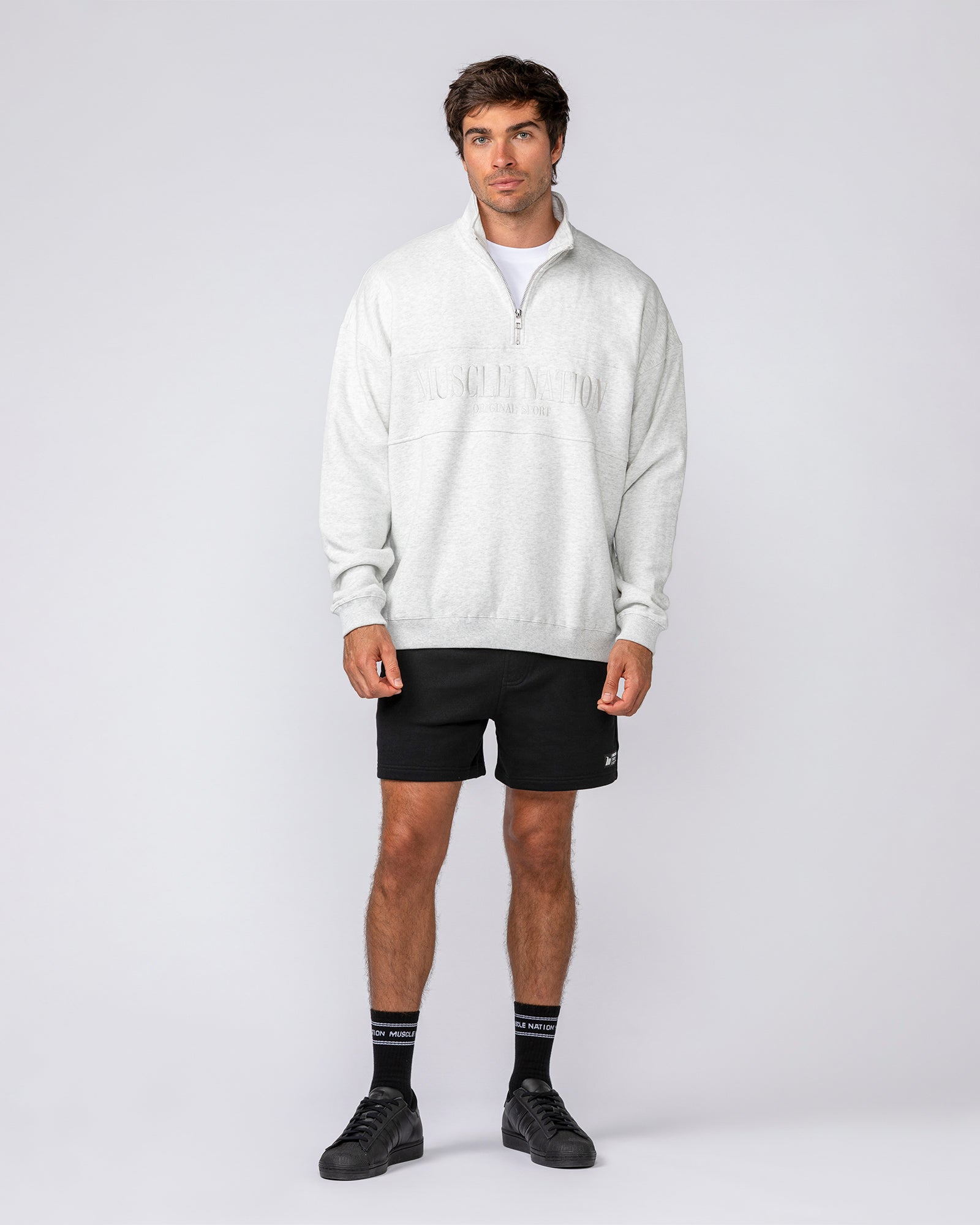 Prep Quarter Zip Through - Snow Grey Marl-Jumpers & Hoodies-XS-042512SNGRYMR-XS-MNAPPRL41793-5-Muscle Nation