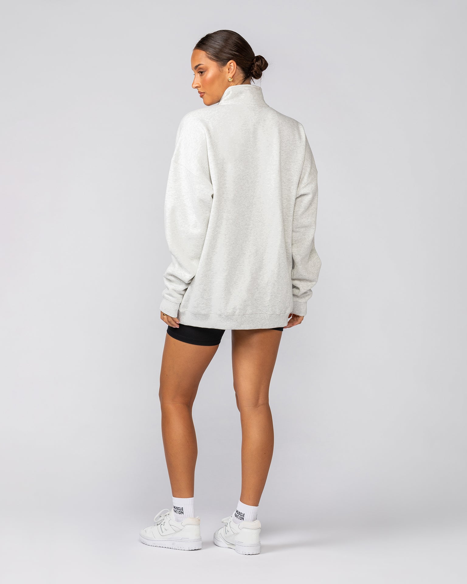 Prep Quarter Zip Through - Snow Grey Marl-Jumpers & Hoodies-XS-042512SNGRYMR-XS-MNAPPRL41793-7-Muscle Nation