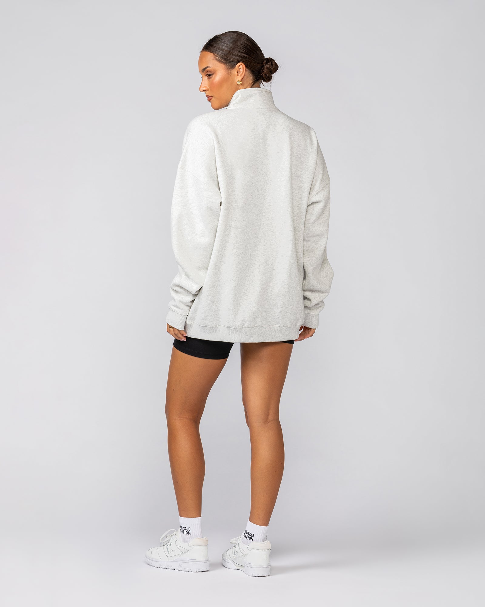 Prep Quarter Zip Through - Snow Grey Marl-Jumpers & Hoodies-XS-042512SNGRYMR-XS-MNAPPRL41793-7-Muscle Nation