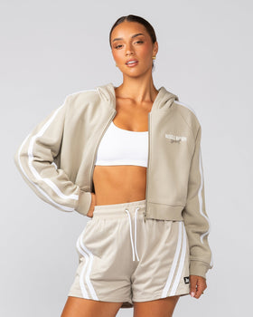 Recoup Cropped Zip Up Hoodie - Stone-Jumpers & Hoodies-XXS-022528STONE-XXS-MNAPPRL42149-1-Muscle Nation
