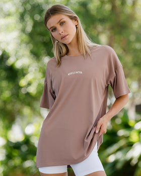 Relaxed Rib Training Tee - Mocha Berry-Tops-XXS-112537MCHBRY-XXS-MNAPPRL45183-1-Muscle Nation