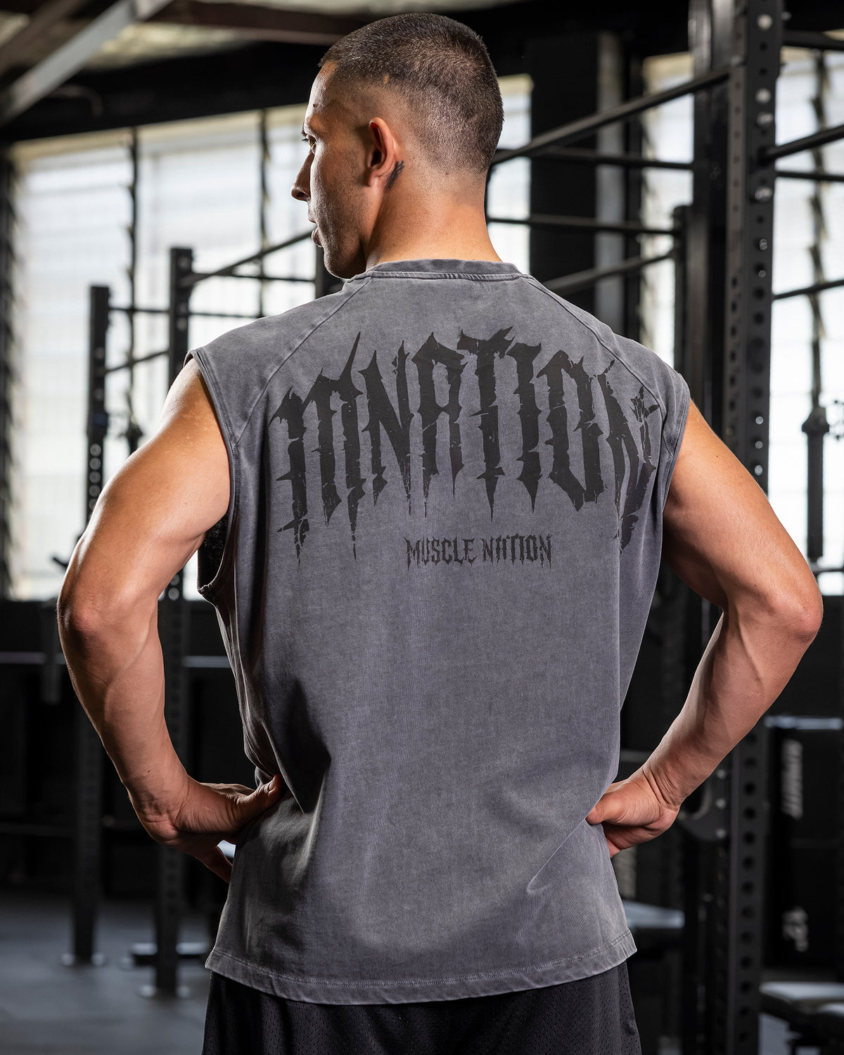 Relic Raglan Boxy Muscle Tank - Washed Black