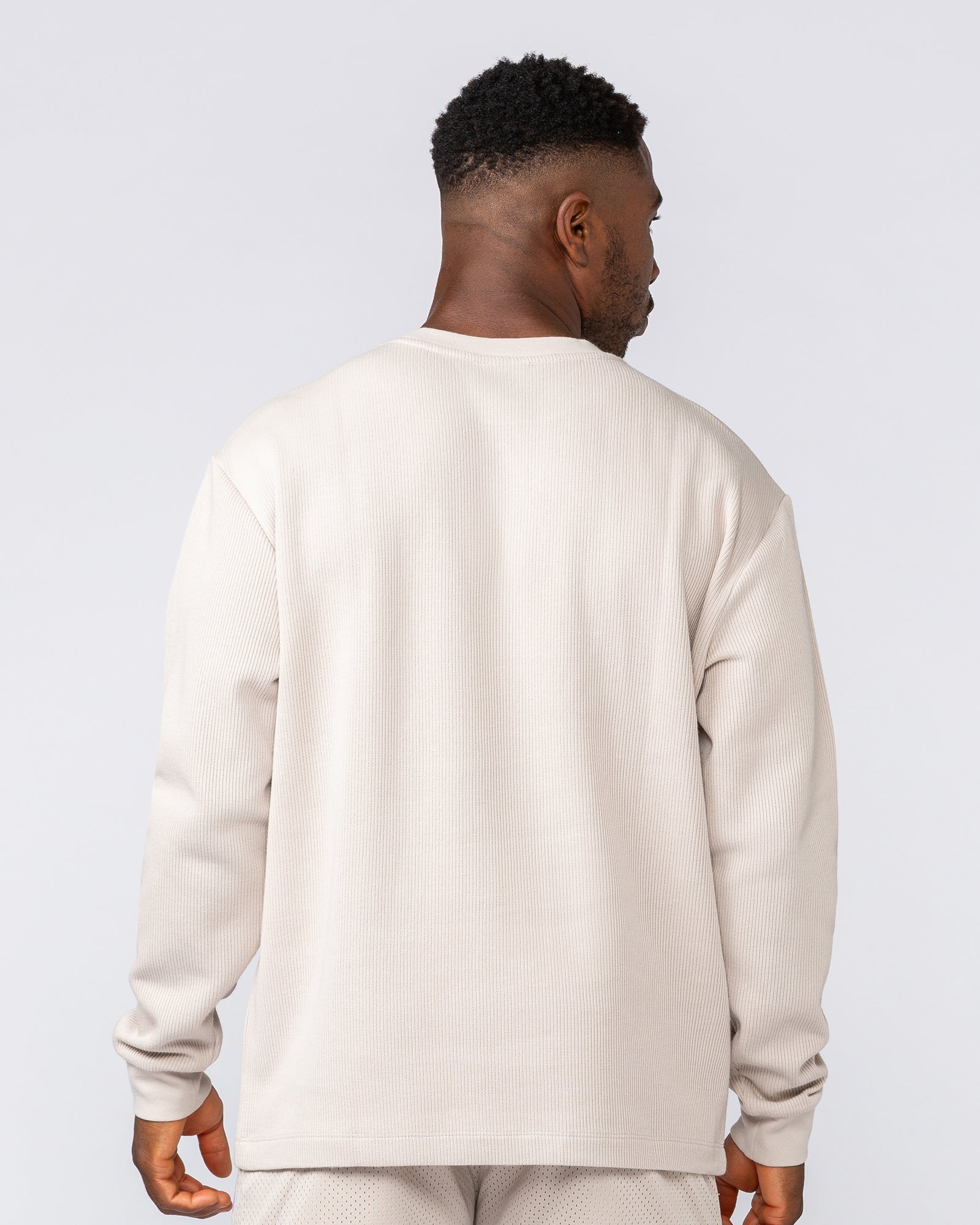 Rib Long Sleeve Tee - Cream-Long Sleeve T-Shirts-XS-032516CREAM-XS-MNAPPRL41301-5-Muscle Nation