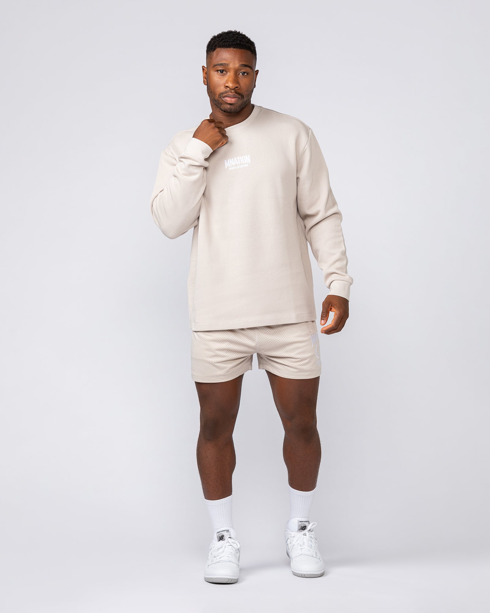 Rib Long Sleeve Tee - Cream-Long Sleeve T-Shirts-XS-032516CREAM-XS-MNAPPRL41301-6-Muscle Nation