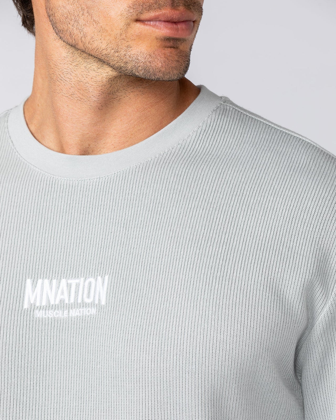 Rib Long Sleeve Tee - Light Grey-Long Sleeve T-Shirts-XS-032516LTGRY-XS-MNAPPRL41293-2-Muscle Nation