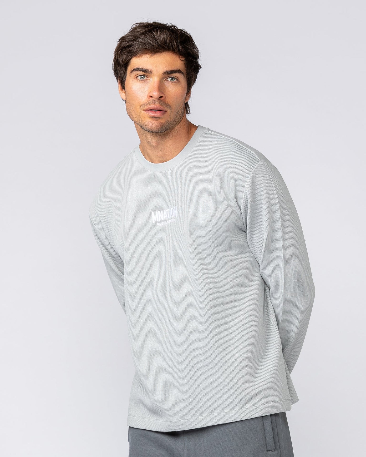 Rib Long Sleeve Tee - Light Grey-Long Sleeve T-Shirts-XS-032516LTGRY-XS-MNAPPRL41293-3-Muscle Nation