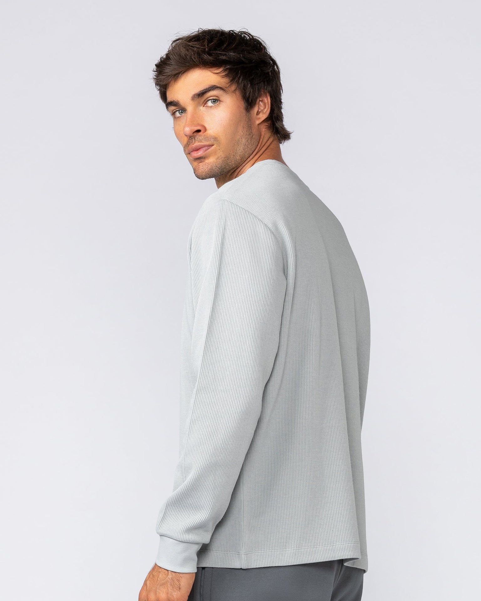 Rib Long Sleeve Tee - Light Grey-Long Sleeve T-Shirts-XS-032516LTGRY-XS-MNAPPRL41293-4-Muscle Nation