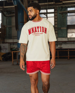 Ringer Oversized Tee Travertine - Muscle Nation men's gym tee
