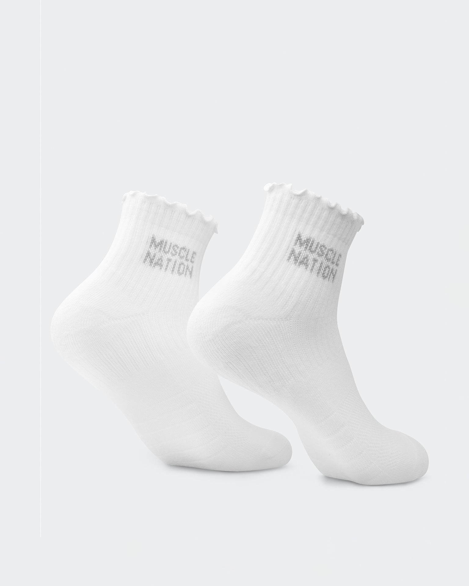 Ruffle Crew Sock - 1Pack-Socks-White-ACC082514WHT-ONE-MNAPPRL43378-3-Muscle Nation