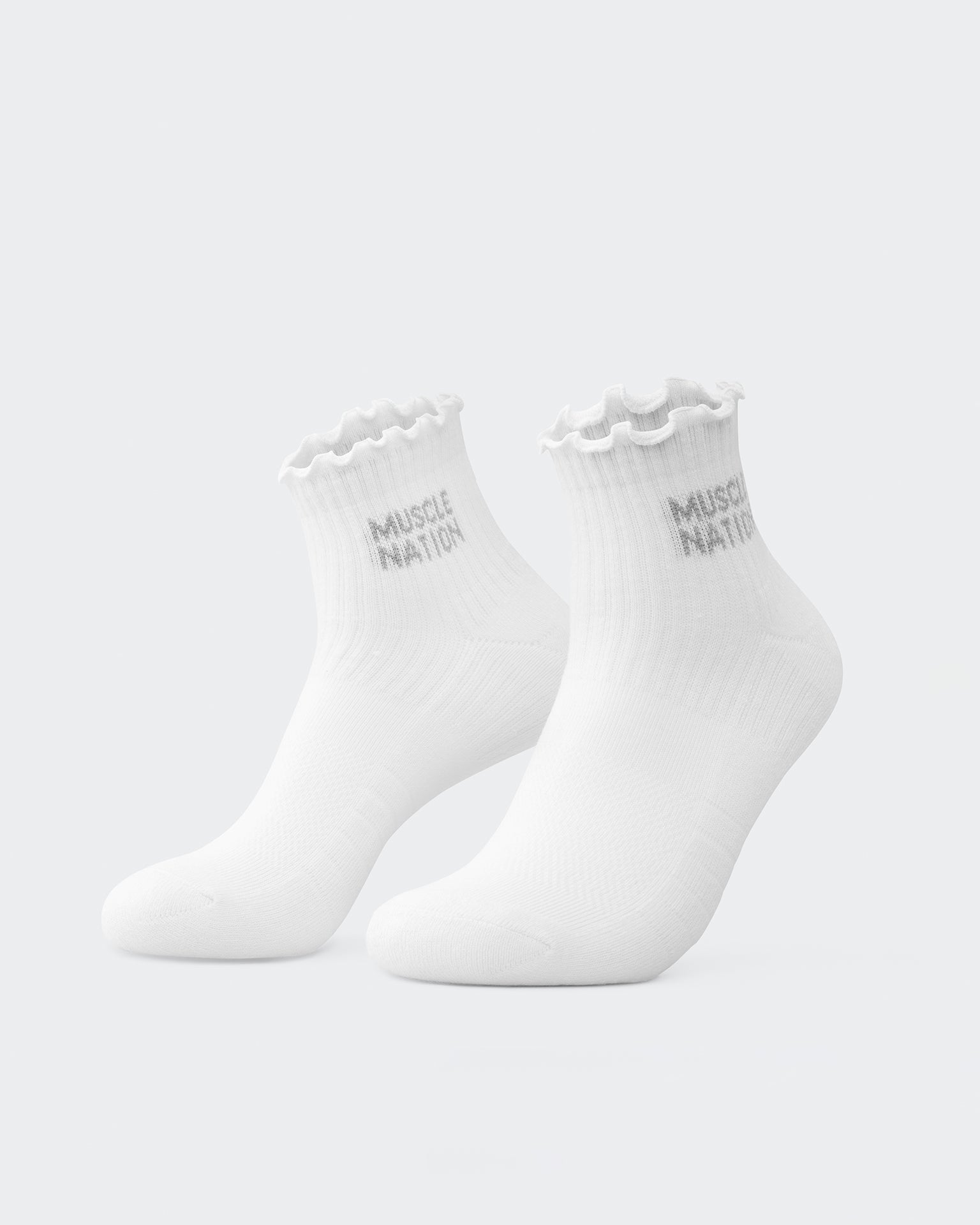 Ruffle Crew Sock - 1Pack-Socks-White-ACC082514WHT-ONE-MNAPPRL43378-1-Muscle Nation