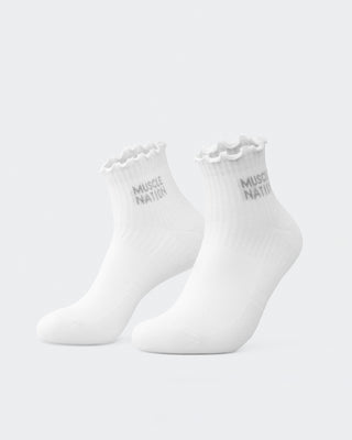 Ruffle Crew Sock - 1Pack-Socks-White-ACC082514WHT-ONE-MNAPPRL43378-1-Muscle Nation