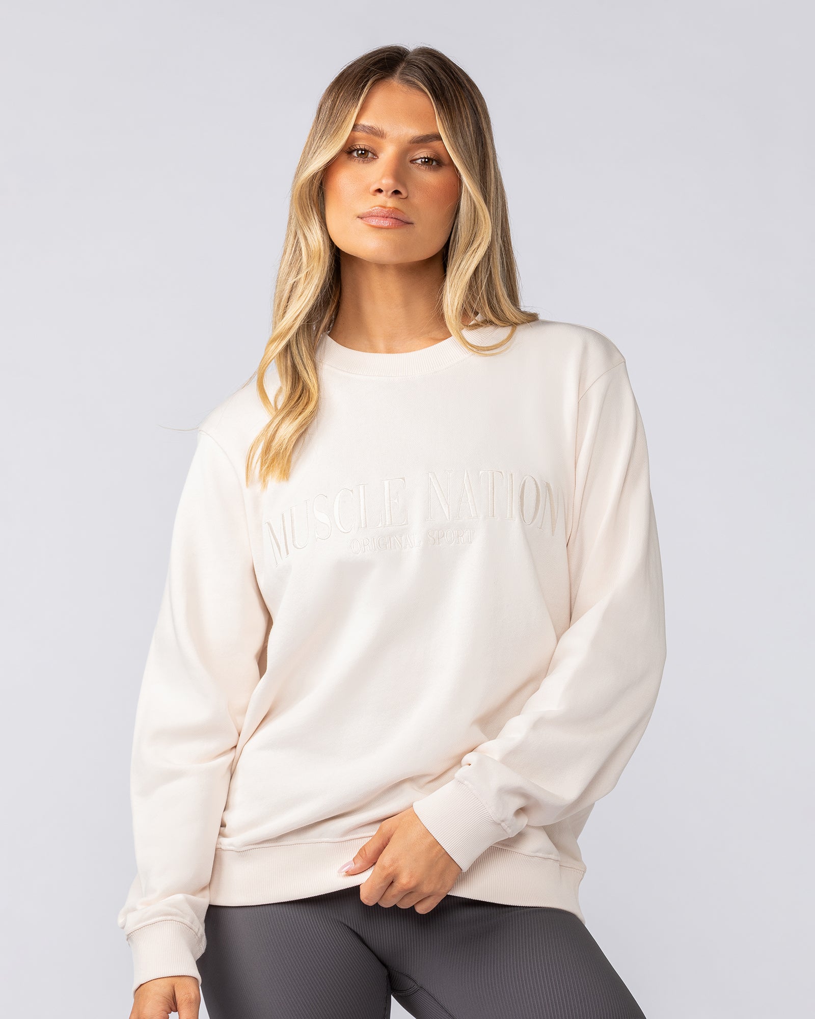 Scholar Relaxed Pullover - Travertine-Tops-XXS-052514TRAV-XXS-MNAPPRL42691-2-Muscle Nation