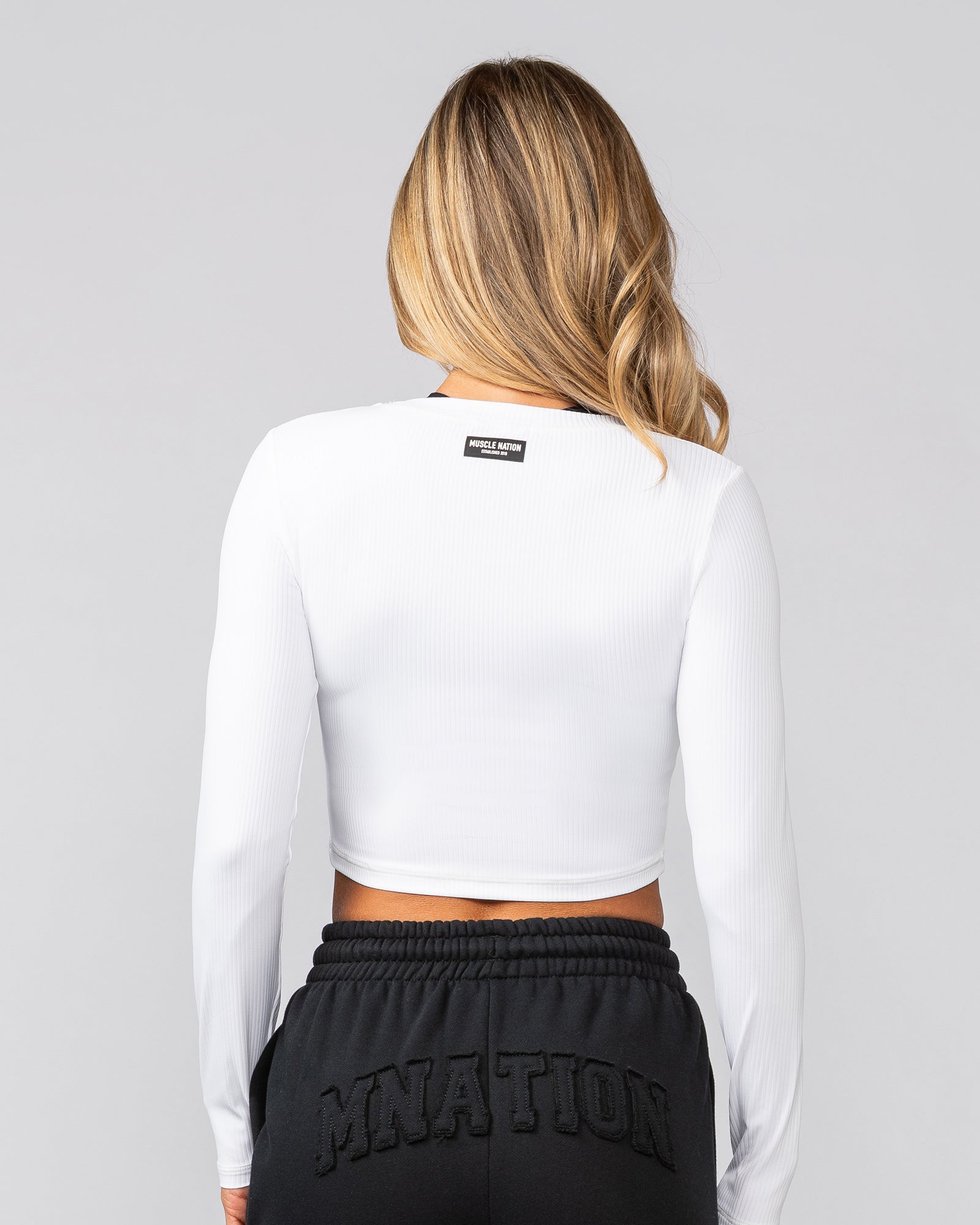 Sculpted Rib Long Sleeve Top - White-Tops-XXS-022535WHT-XXS-MNAPPRL40778-5-Muscle Nation