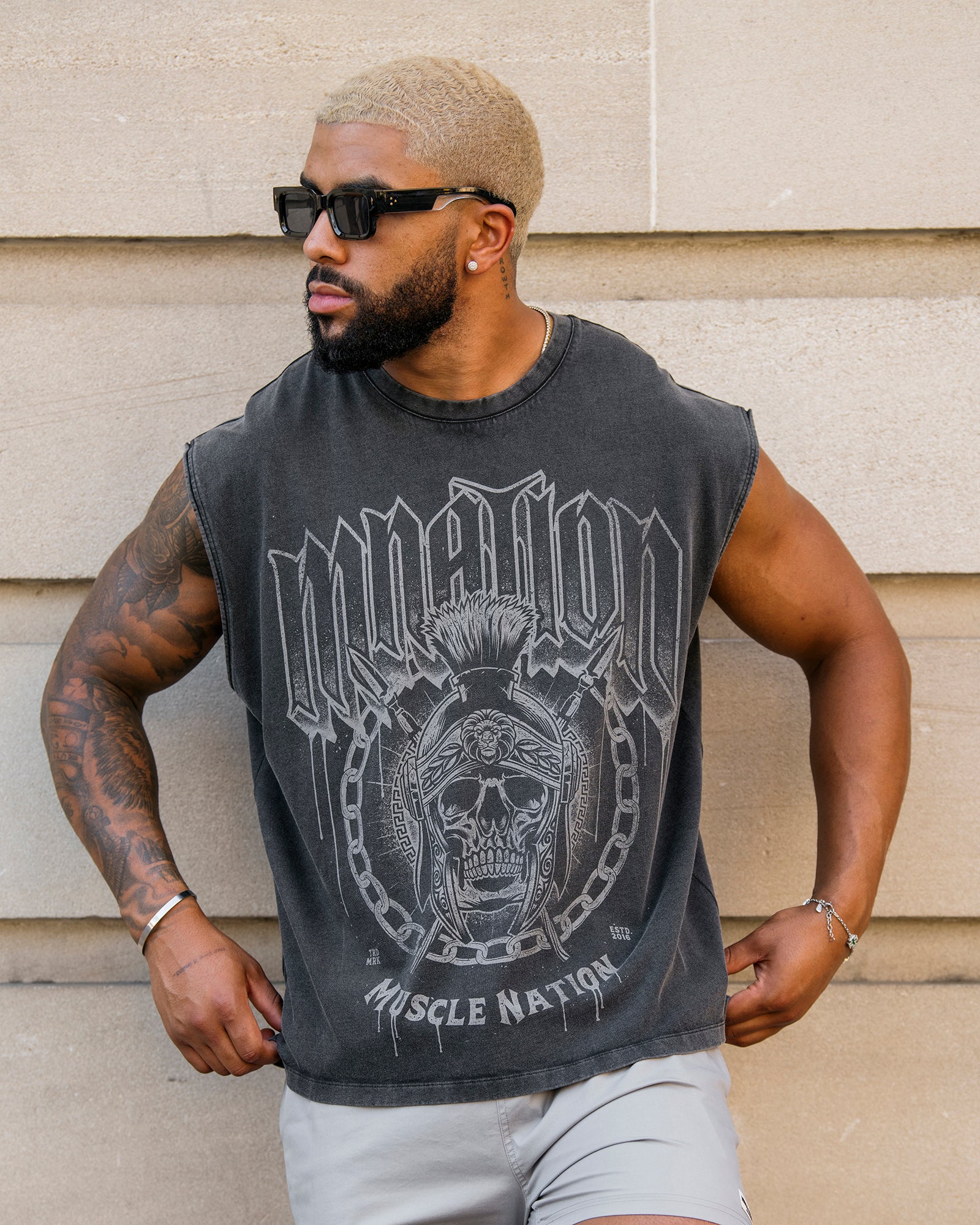 Spartan Vintage Boxy Muscle Tank - Washed Black-Singlets & Tanks-S-1125139WSHBLK-S-MNAPPRL47744-1-Muscle Nation