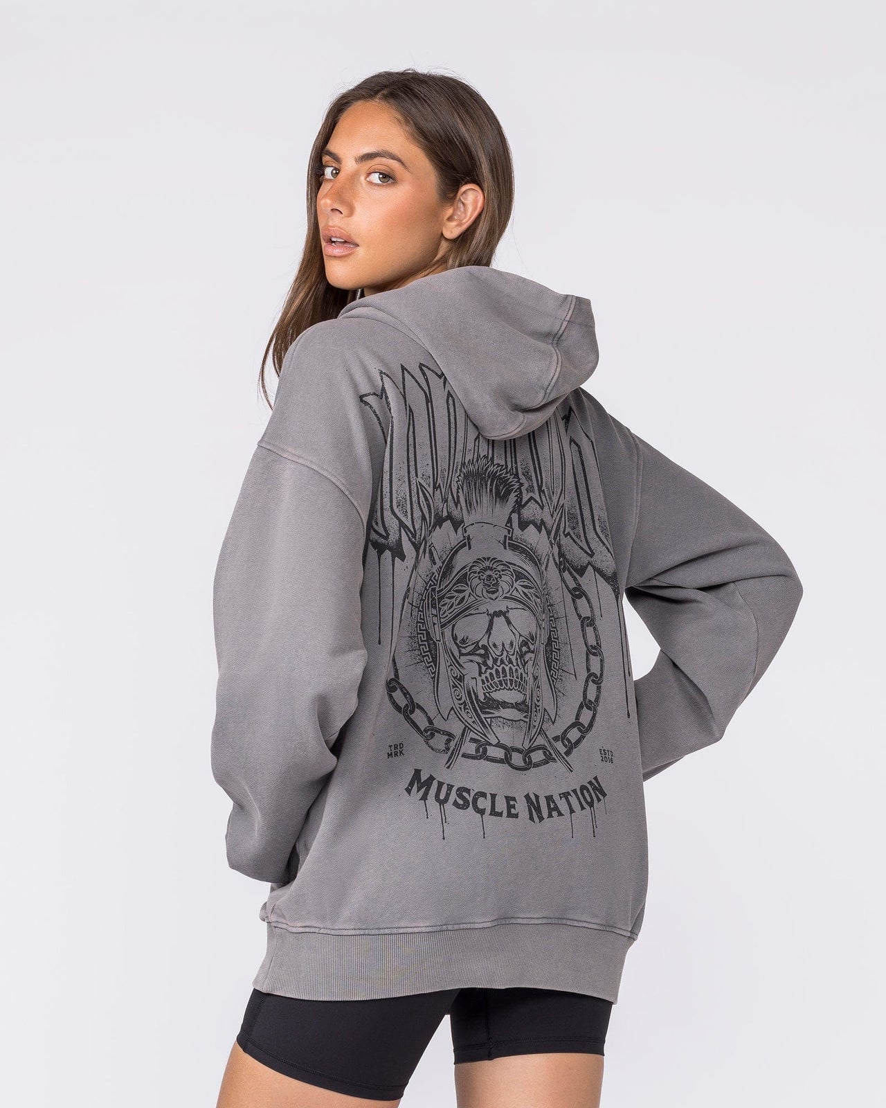 Spartan Vintage Hoodie Washed Tornado - Muscle Nation men's hoodie, view 7 | WOMENS-1
