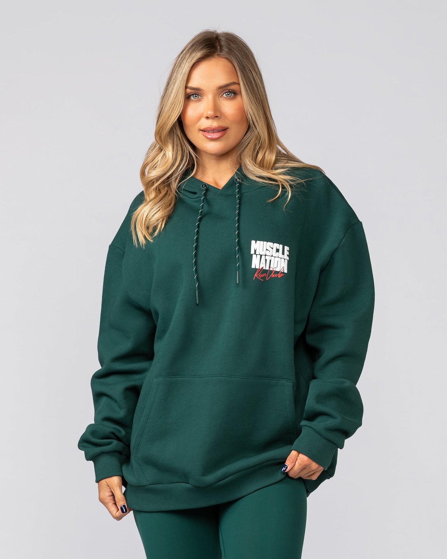 Sports Mode Oversized Hoodie - Evergreen-Jumpers & Hoodies-XXS-042542EVEGRN-XXS-MNAPPRL42296-4-Muscle Nation