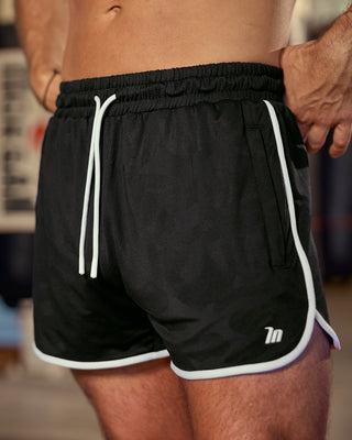 Tech Camo Retro Shorts - Black Camo-Shorts-S-112550BLKCAMO-S-MNAPPRL47125-1-Muscle Nation