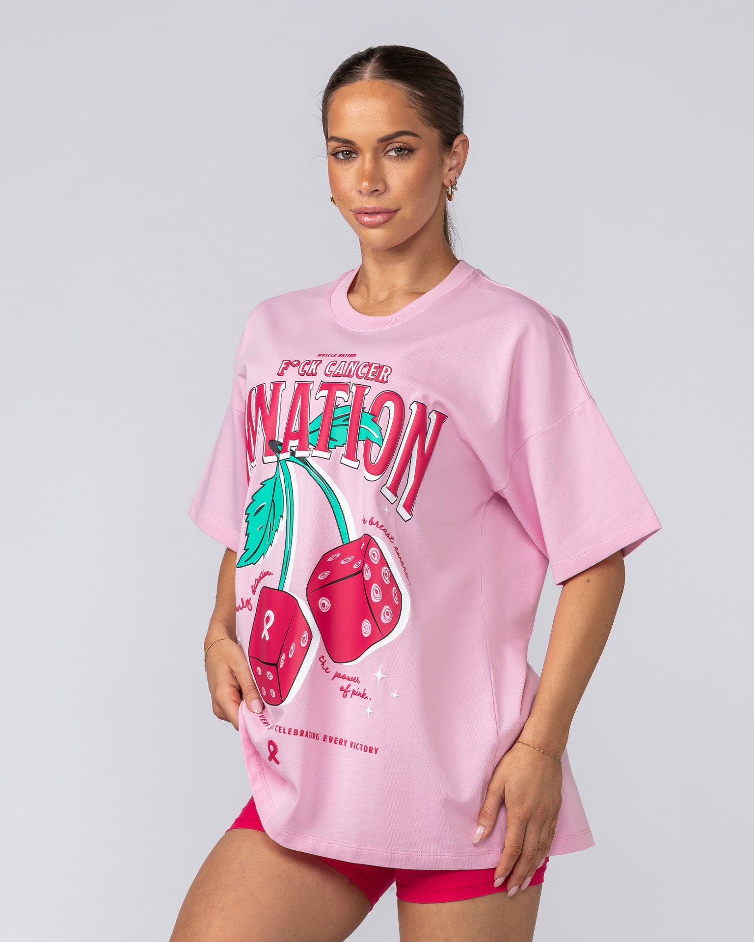 The Power Of Pink Oversized Tee - Shell Pink-T-Shirts-XXS-092533SHLPK-XXS-MNAPPRL44393-4-Muscle Nation