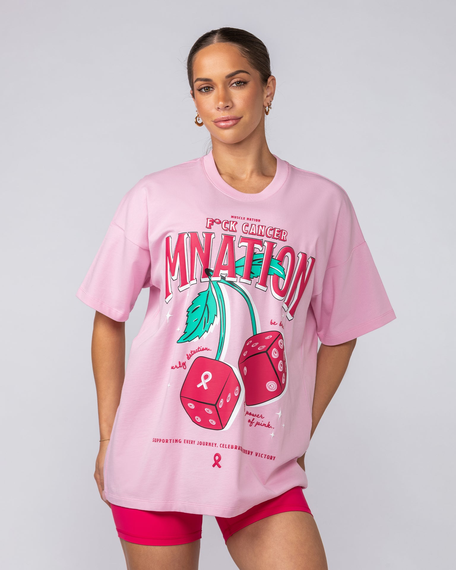 The Power Of Pink Oversized Tee - Shell Pink-T-Shirts-XXS-092533SHLPK-XXS-MNAPPRL44393-3-Muscle Nation