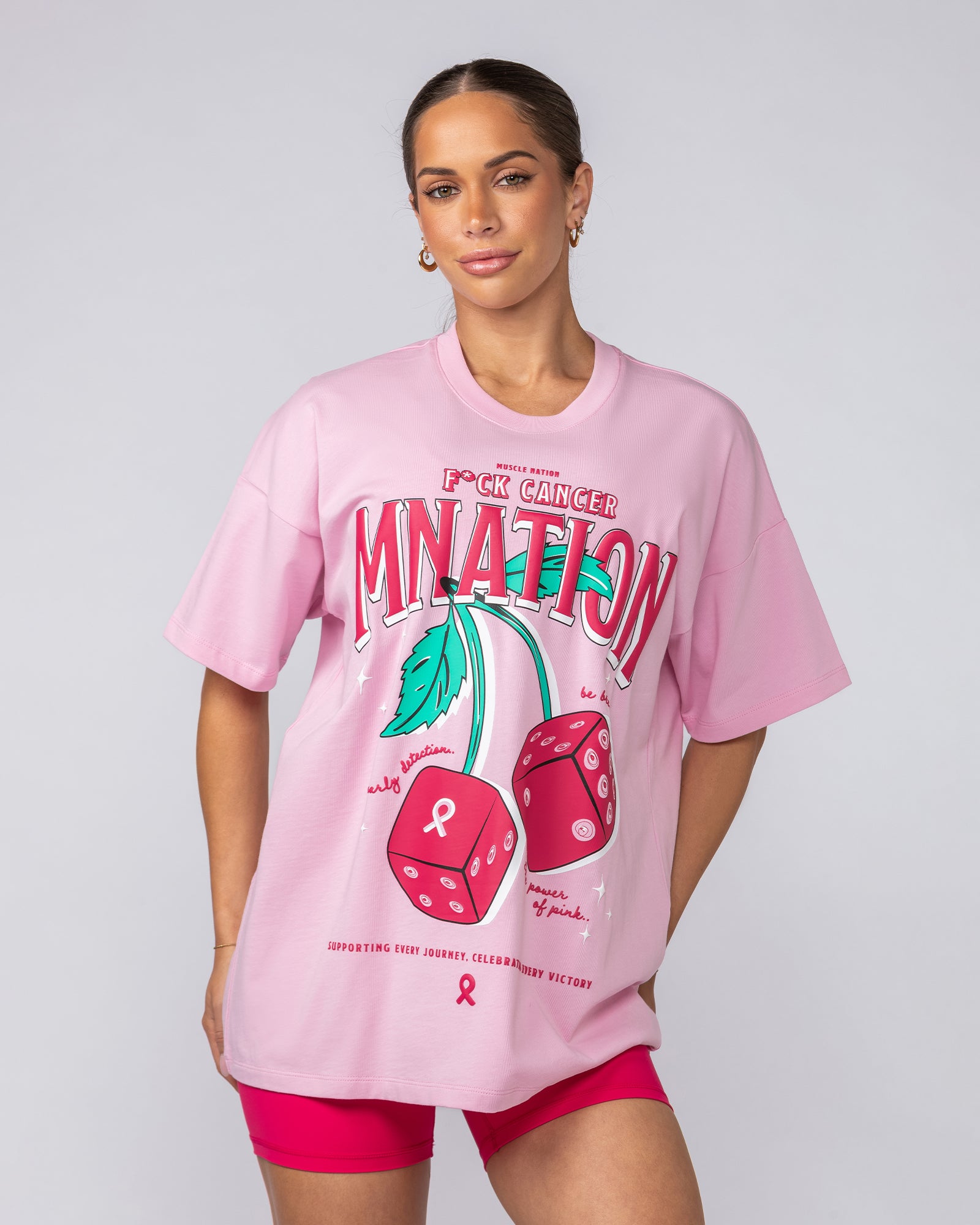 The Power Of Pink Oversized Tee - Shell Pink-T-Shirts-XXS-092533SHLPK-XXS-MNAPPRL44393-3-Muscle Nation