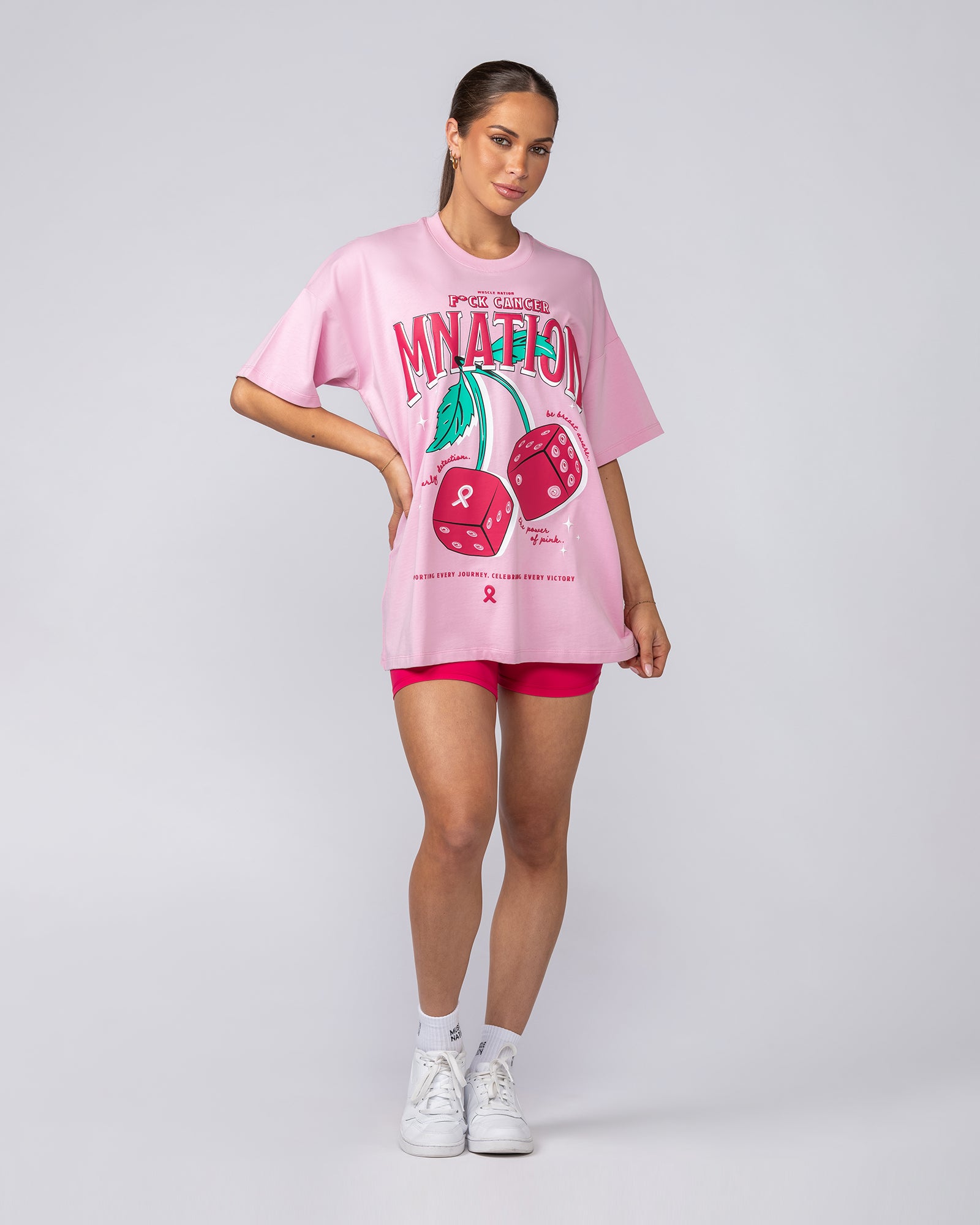 The Power Of Pink Oversized Tee - Shell Pink-T-Shirts-XXS-092533SHLPK-XXS-MNAPPRL44393-7-Muscle Nation