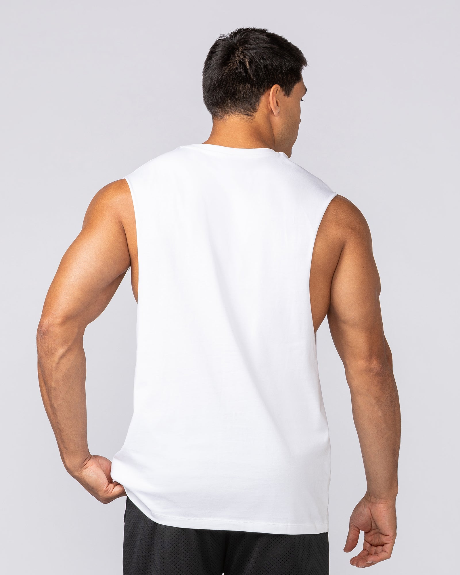 Varsity Training Drop Arm Tank - White-Singlets & Tanks-S-072503WHT-S-MNAPPRL44049-4-Muscle Nation