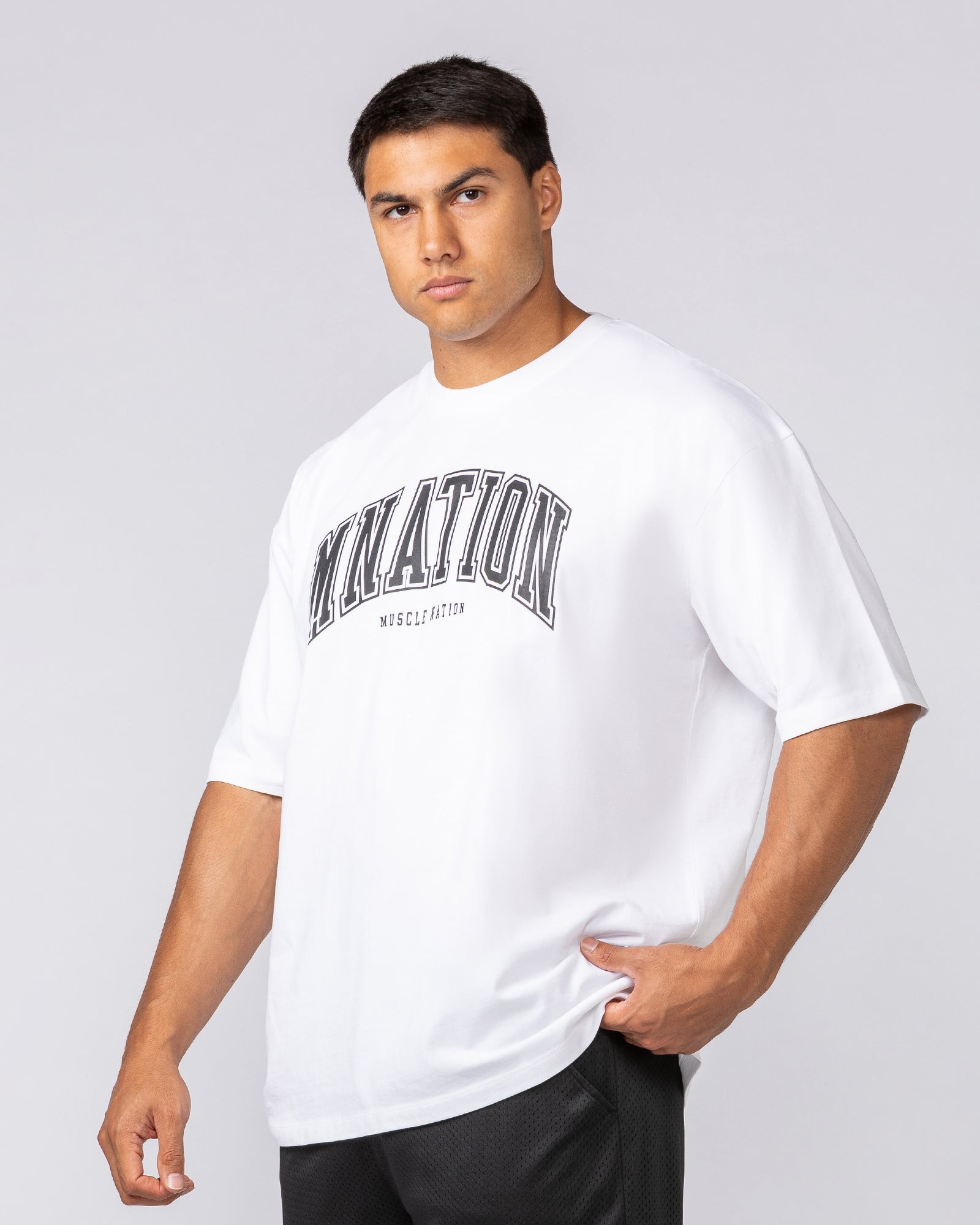 Varsity Training Oversized Tee - White-T-Shirts-XS-072502WHT-XS-MNAPPRL44027-2-Muscle Nation