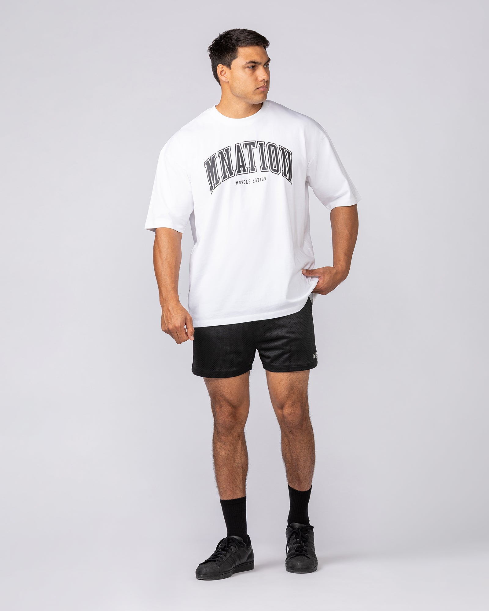 Varsity Training Oversized Tee - White-T-Shirts-XS-072502WHT-XS-MNAPPRL44027-5-Muscle Nation