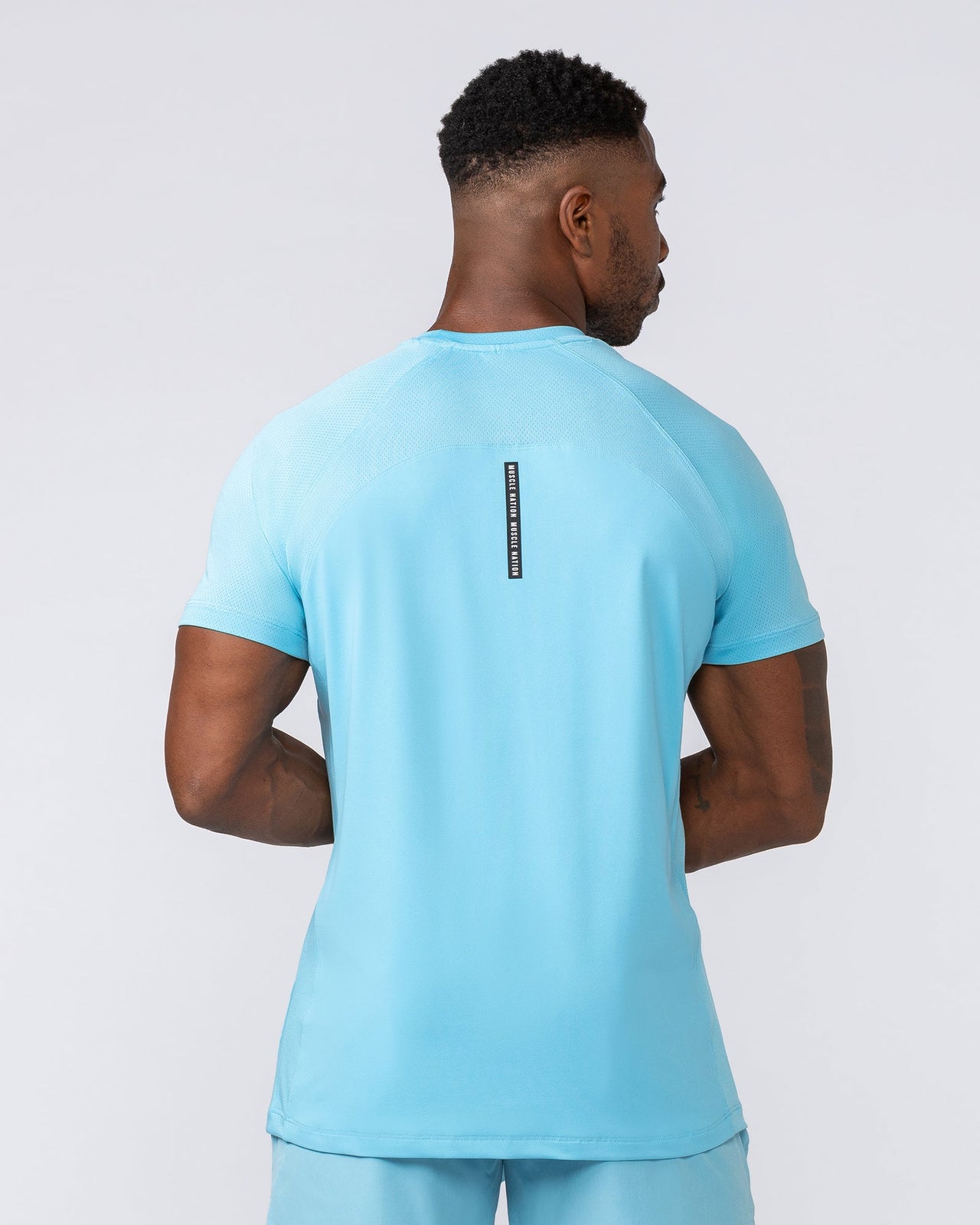 Ventilation Tee Light Blue - Muscle Nation men's gym tee, view 4