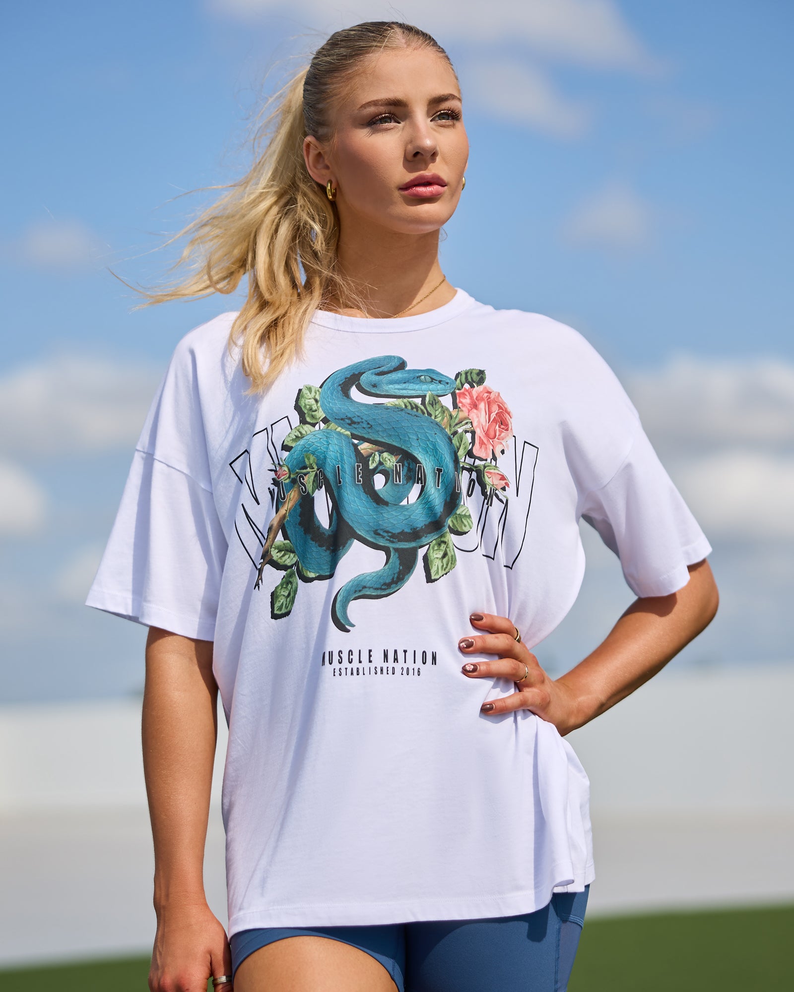 Viper Oversized Tee - White-T-Shirts-XXS-1125228WHT-XXS-MNAPPRL45057-1-Muscle Nation