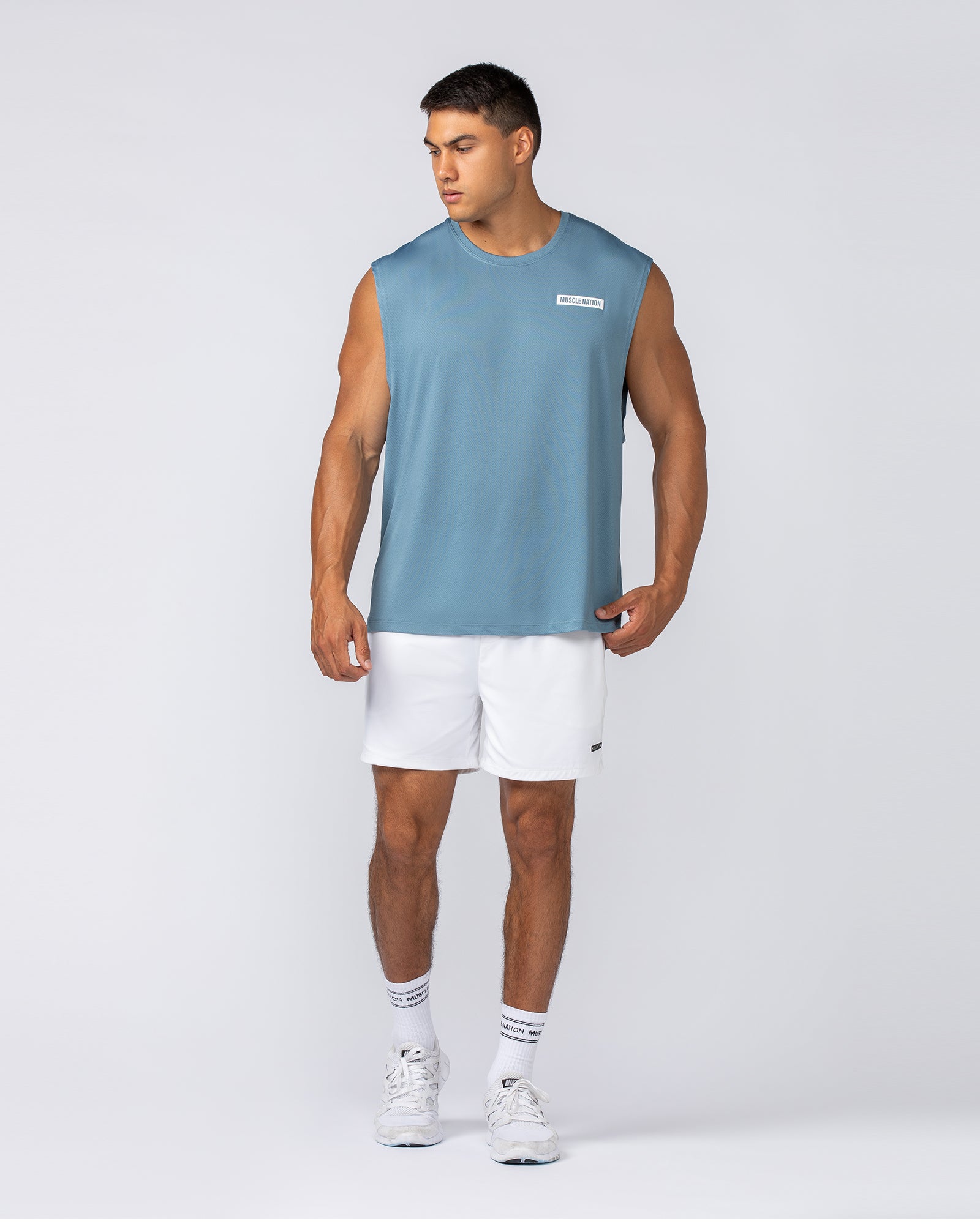 Relaxed Active Tank - Pale Thunder-Singlets & Tanks-S-092410PLTHNDR-S-MNAPPRL40017-5-Muscle Nation