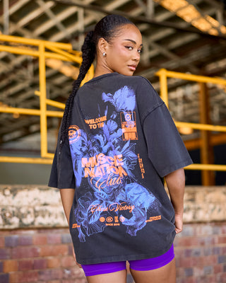 Womens Neon Iris Oversized Vintage Tee - Washed Black-T-Shirts-XXS-1125225WSHBLK-XXS-MNAPPRL45282-1-Muscle Nation