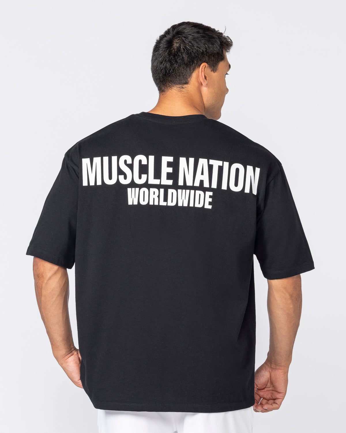 Worldwide Pump Cover Black - Muscle Nation men's gym tee, view 4