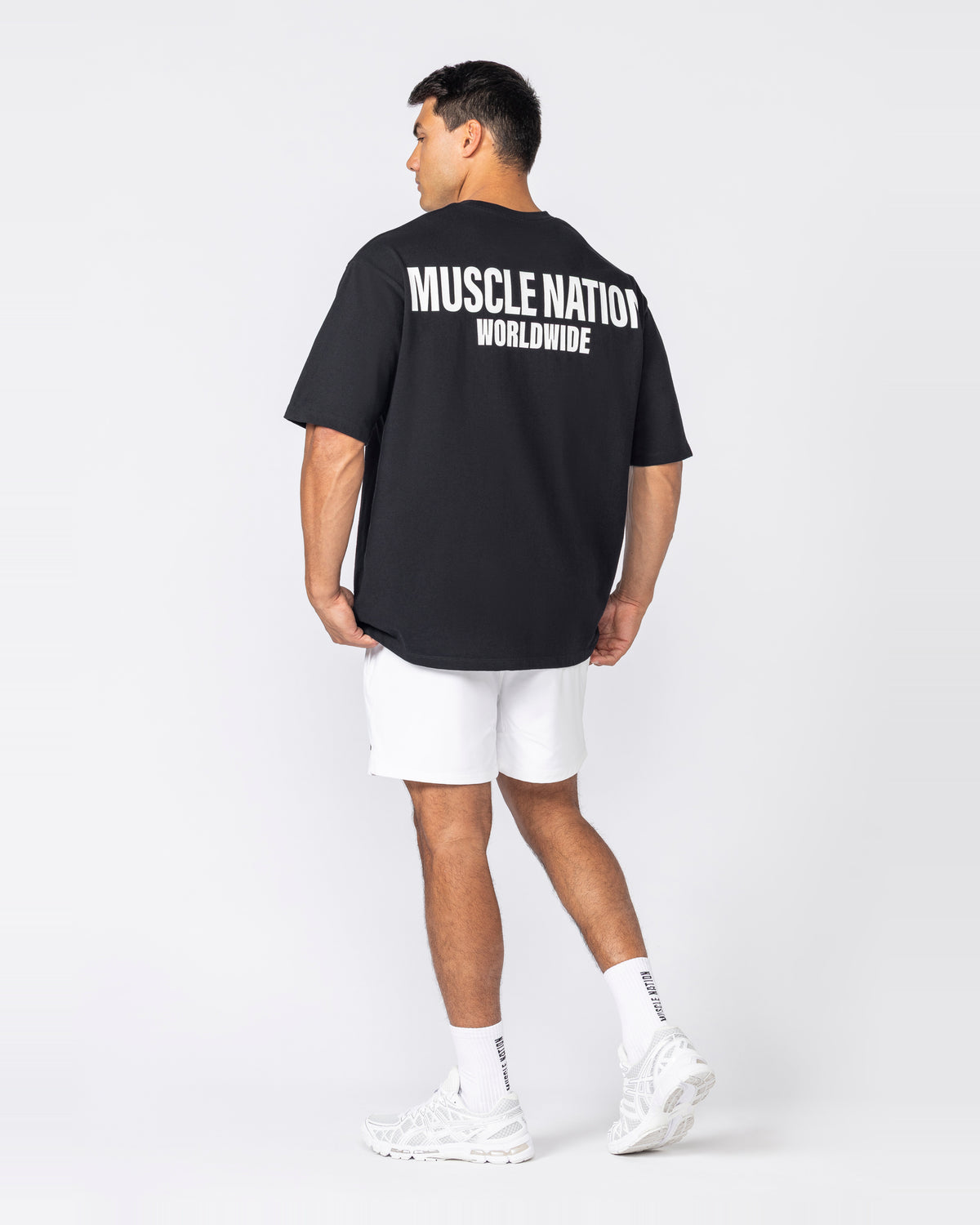 Worldwide Pump Cover Black - Muscle Nation men's gym tee, view 5