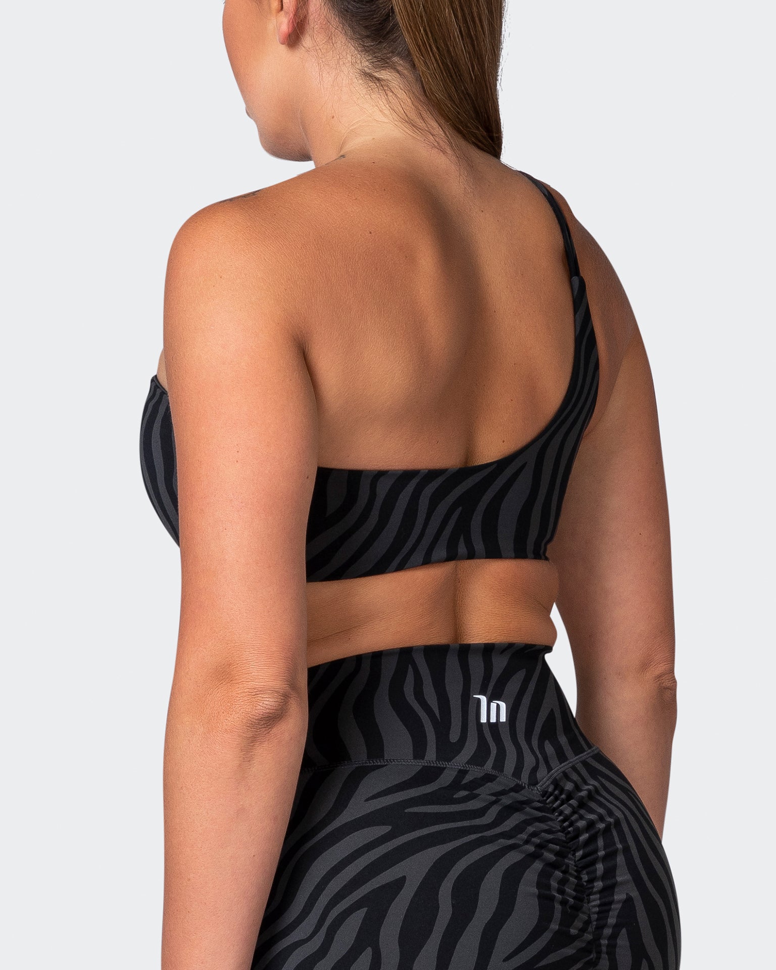 Movement One Shoulder Bralette - Monochrome Zebra Print-Bralettes-XS-112243MCHZEBPR-XS-MNAPPRL19877-5-Muscle Nation