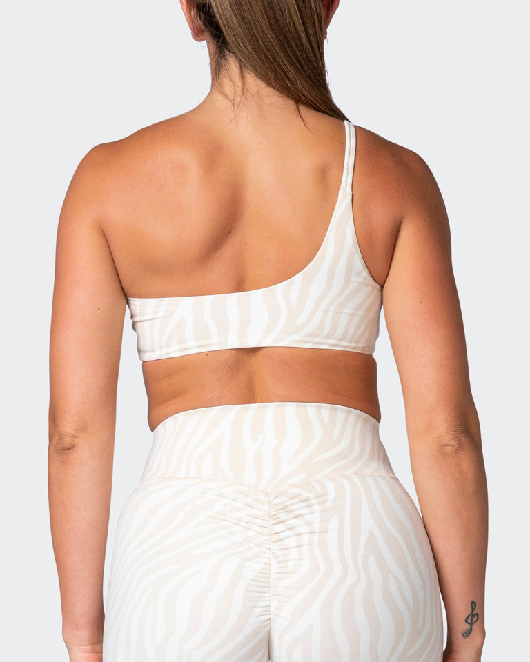 Movement One Shoulder Bralette - Almond Zebra Print-Bralettes-XS-112243ALMZEBPR-XS-MNAPPRL19885-6-Muscle Nation