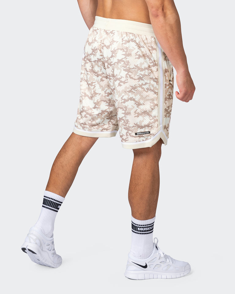 8" Basketball Shorts - Beige Camo Print-Shorts-S-112252BECAMPR-S-MNAPPRL18549-4-Muscle Nation