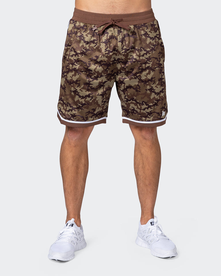 8" Basketball Shorts - Chestnut Camo Print-Shorts-S-112252CHCAMPR-S-MNAPPRL18556-2-Muscle Nation