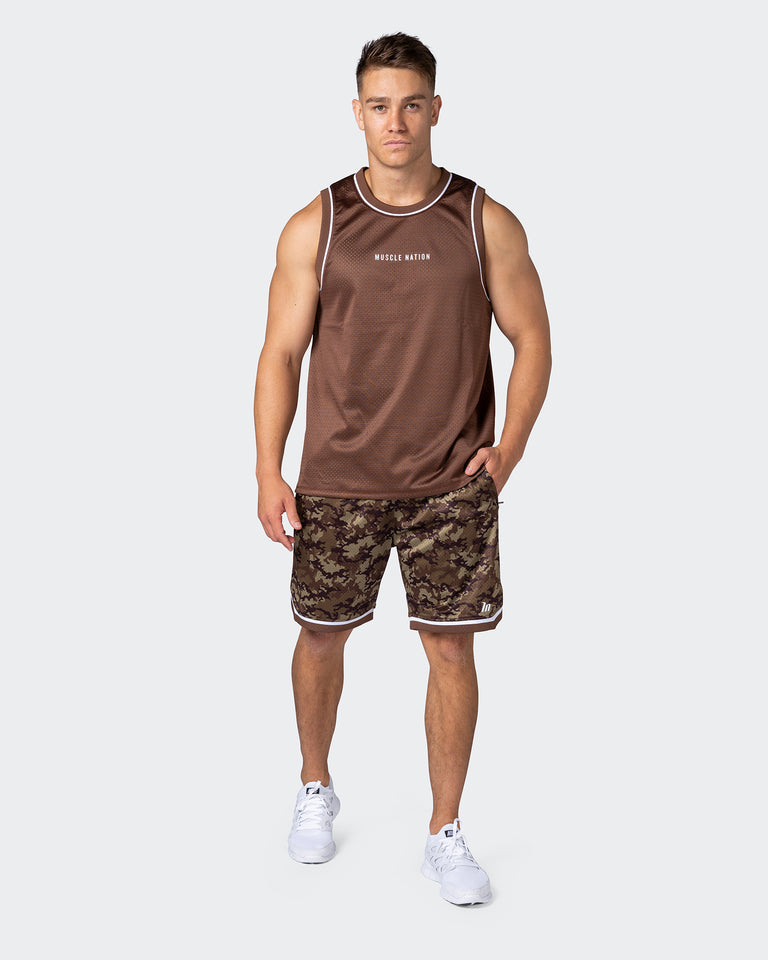 8" Basketball Shorts - Chestnut Camo Print-Shorts-S-112252CHCAMPR-S-MNAPPRL18556-7-Muscle Nation