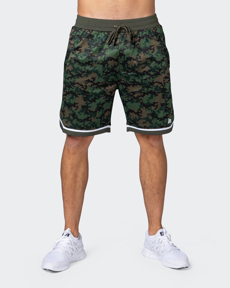 8" Basketball Shorts - Dark Khaki Camo Print-Shorts-S-112252DKCAMPR-S-MNAPPRL18563-3-Muscle Nation