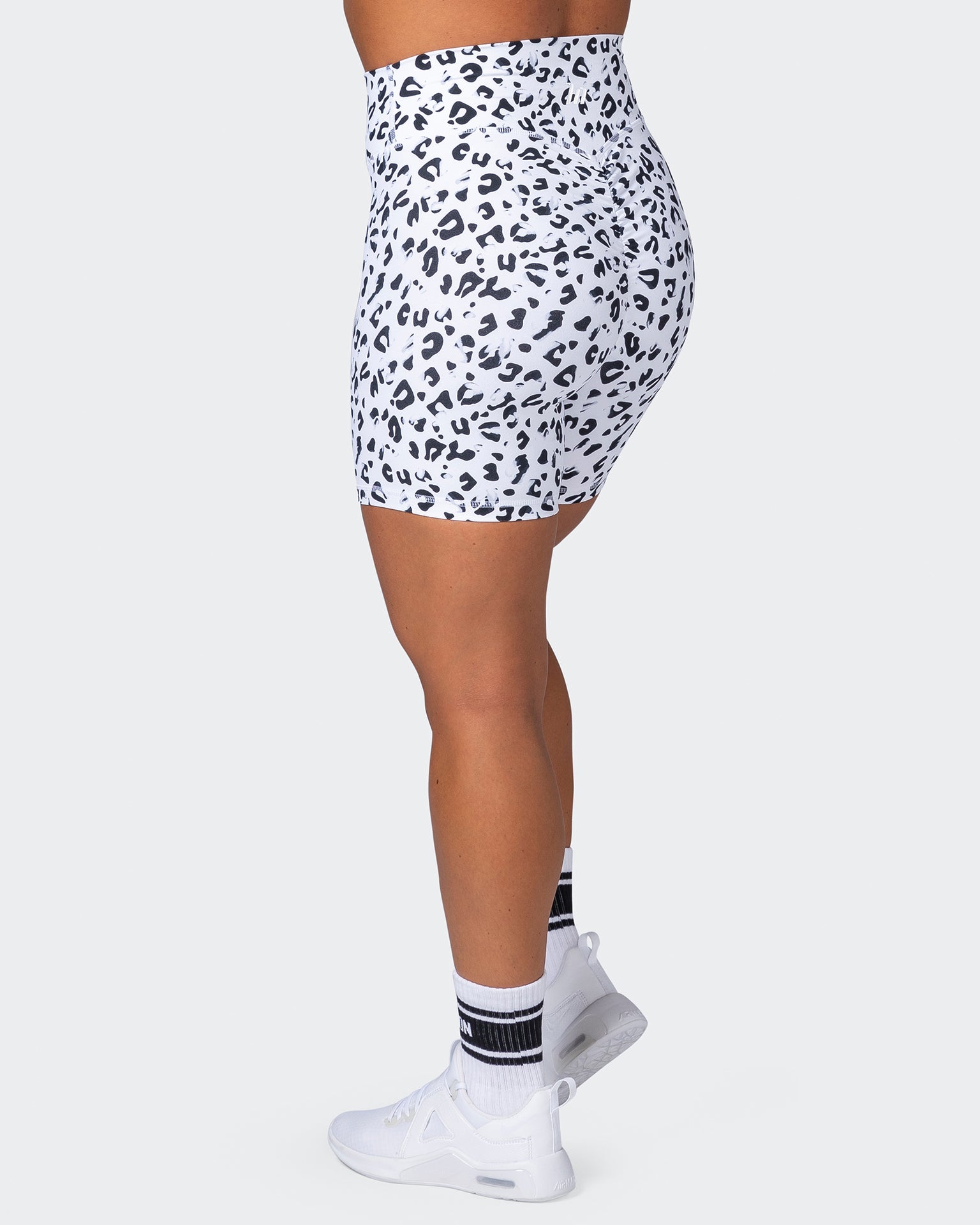 Signature Scrunch Bike Shorts - Snow Leopard-Shorts-XXS-MNAPPRL7537-MNAPPRL7537-3-Muscle Nation