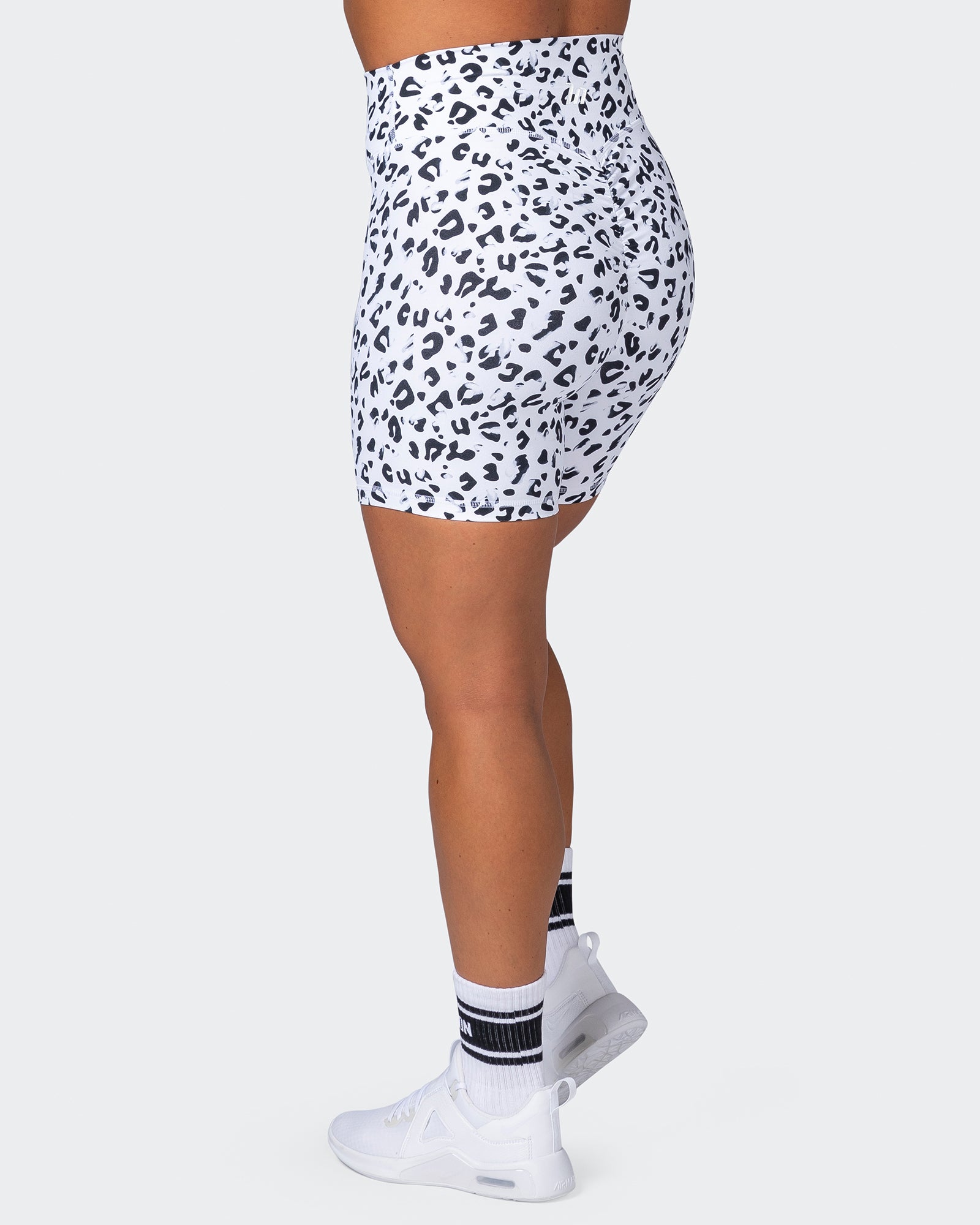 Signature Scrunch Bike Shorts - Snow Leopard-Shorts-XXS-MNAPPRL7537-MNAPPRL7537-3-Muscle Nation