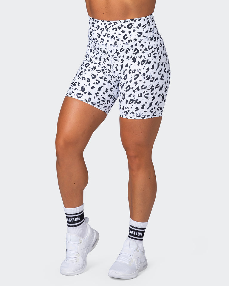 Signature Scrunch Bike Shorts - Snow Leopard-Shorts-XXS-MNAPPRL7537-MNAPPRL7537-5-Muscle Nation