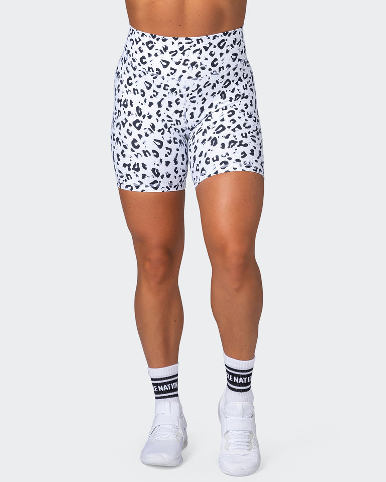Signature Scrunch Bike Shorts - Snow Leopard-Shorts-XXS-MNAPPRL7537-MNAPPRL7537-2-Muscle Nation